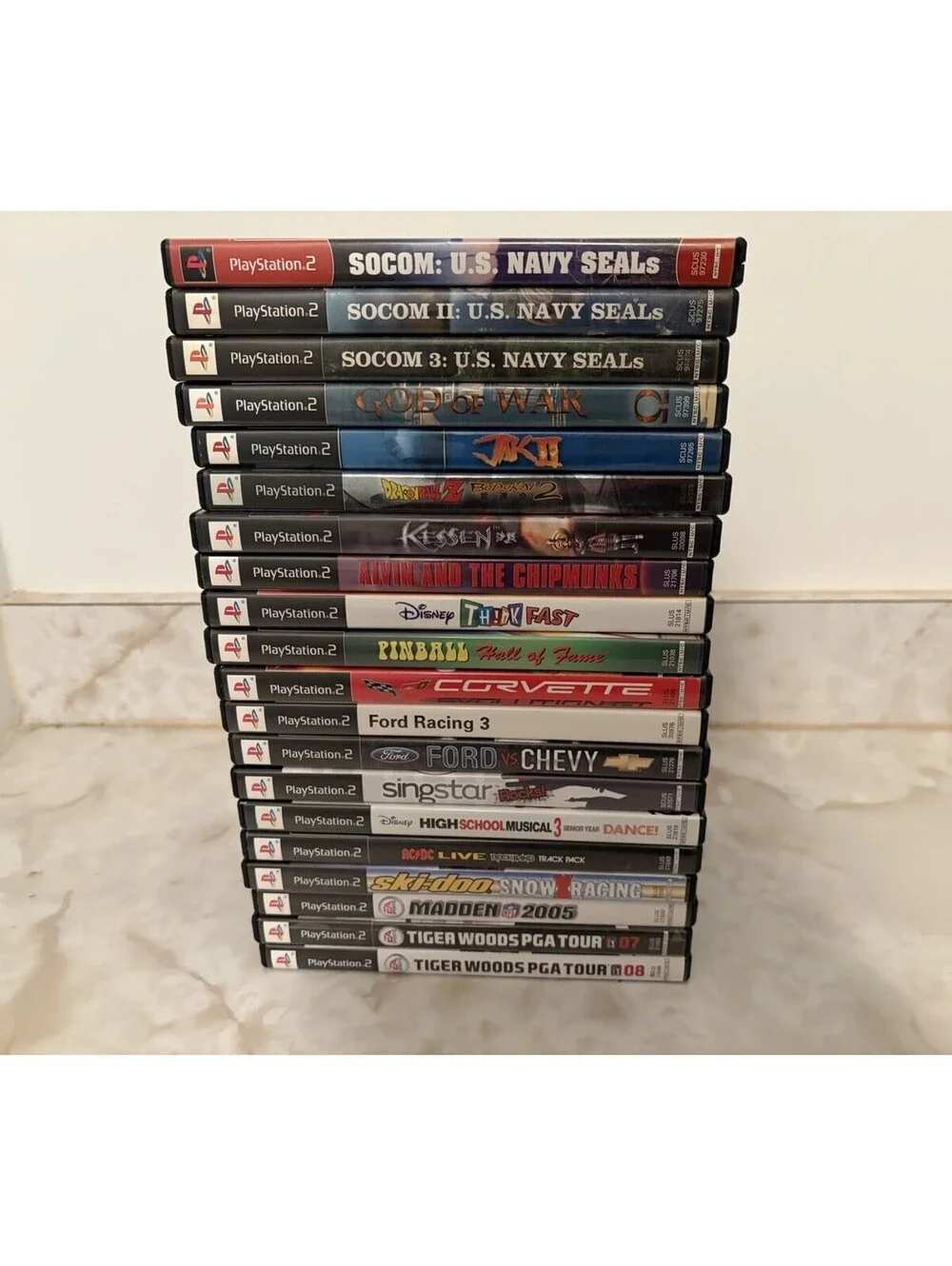 Sony PlayStation 2 Bundle (Console, 20 PS2 Games, Controllers, Multitap) TESTED